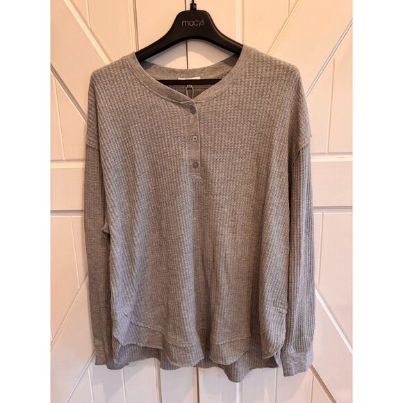 NWT Z SUPPLY JAX Cozy Waffle Henley Classic Heather Grey Sweater Womens Size L - Picture 2 of 10